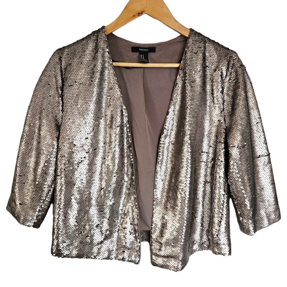 Forever 21 3/4 sleeve sequin blazer